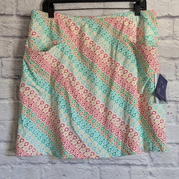 Ibkul Straight Skort XL Ribbon Candy Multicolor NEW Golf Skirt Tennis Preppy UPF - Picture 1 of 6